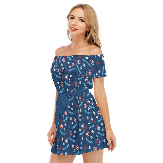 American Superhero - Women's Off-shoulder Ruffle Dress