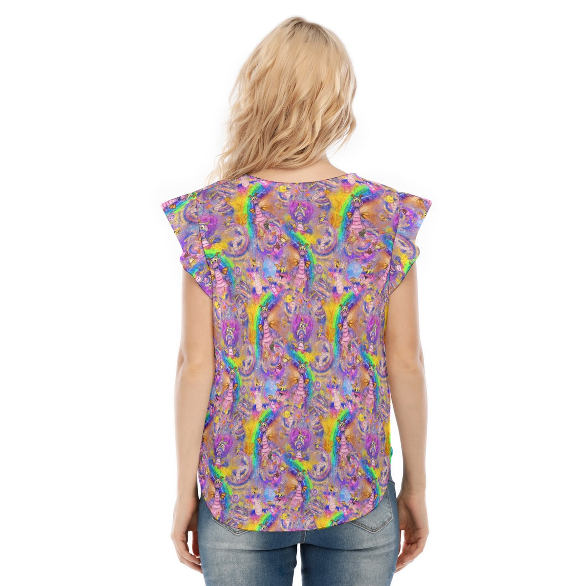 Figment Watercolor Rainbow - Women’s Flutter Sleeve Top