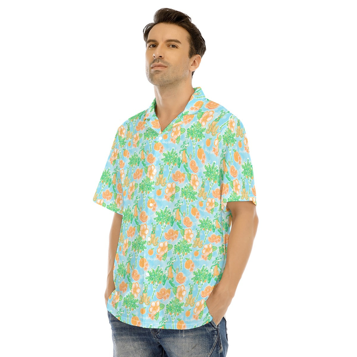 Neon Tangerine Island Palsluto - Men's Hawaiian Button Up Shirt