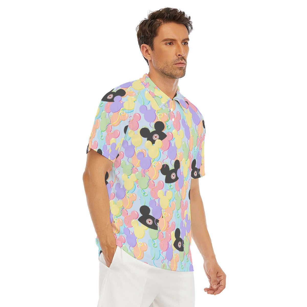 Pastel Mouse Ear Balloons - Men's Polo Shirt