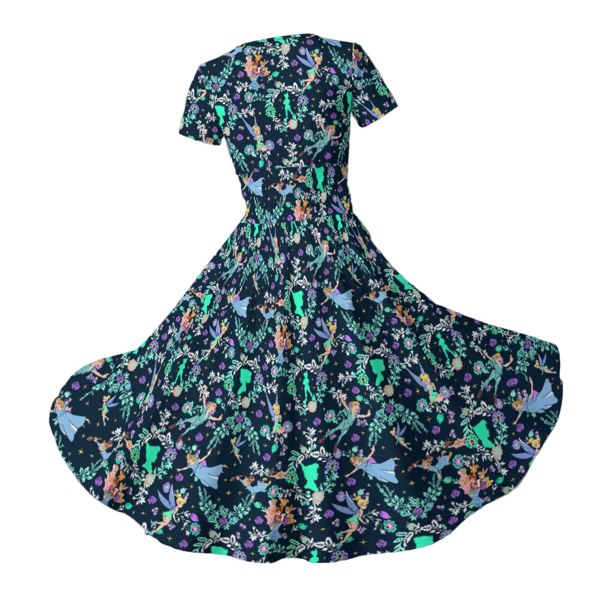 Garden Whimsy - Neverland Flight - Women's V-Neck Ruched Midi Dress