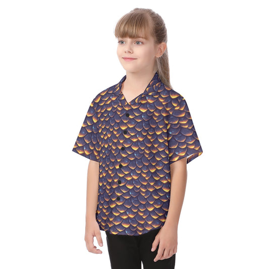 Animal Print - Dragon - Kid's Hawaiian Button Up Shirt