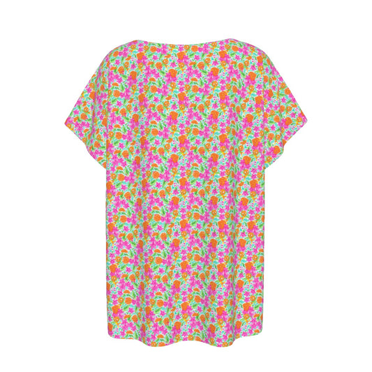 Tropical Citrus Bloom - Women’s Relaxed Fit Scoop Tee