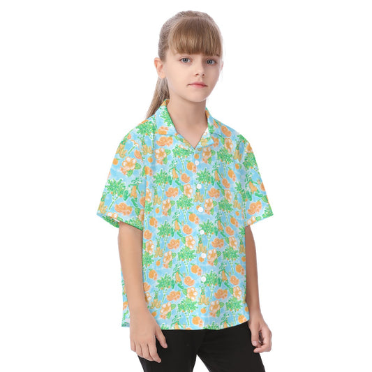 Neon Tangerine Island Palsluto - Kid's Hawaiian Button Up Shirt
