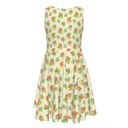 Citrus Charm Bird - Kid's Sleeveless Skater Dress