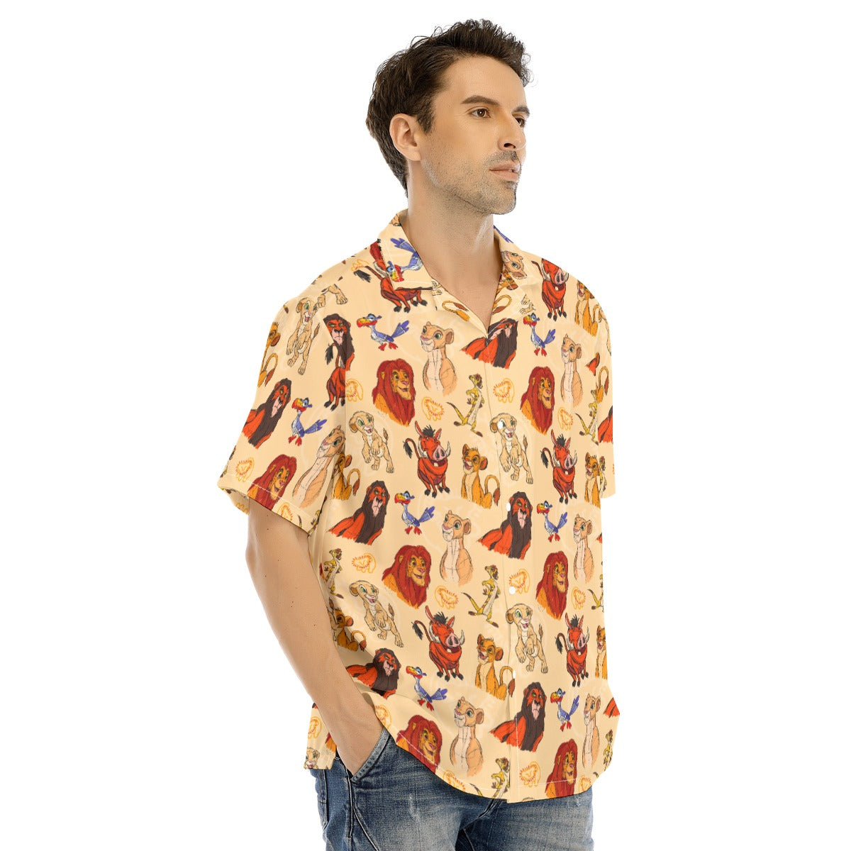 Sketched Savanna Friends - Men's Hawaiian Button Up Shirt