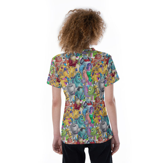 Monster Mayhem Sketched - Women's Short Sleeve V-Neck T-Shirt