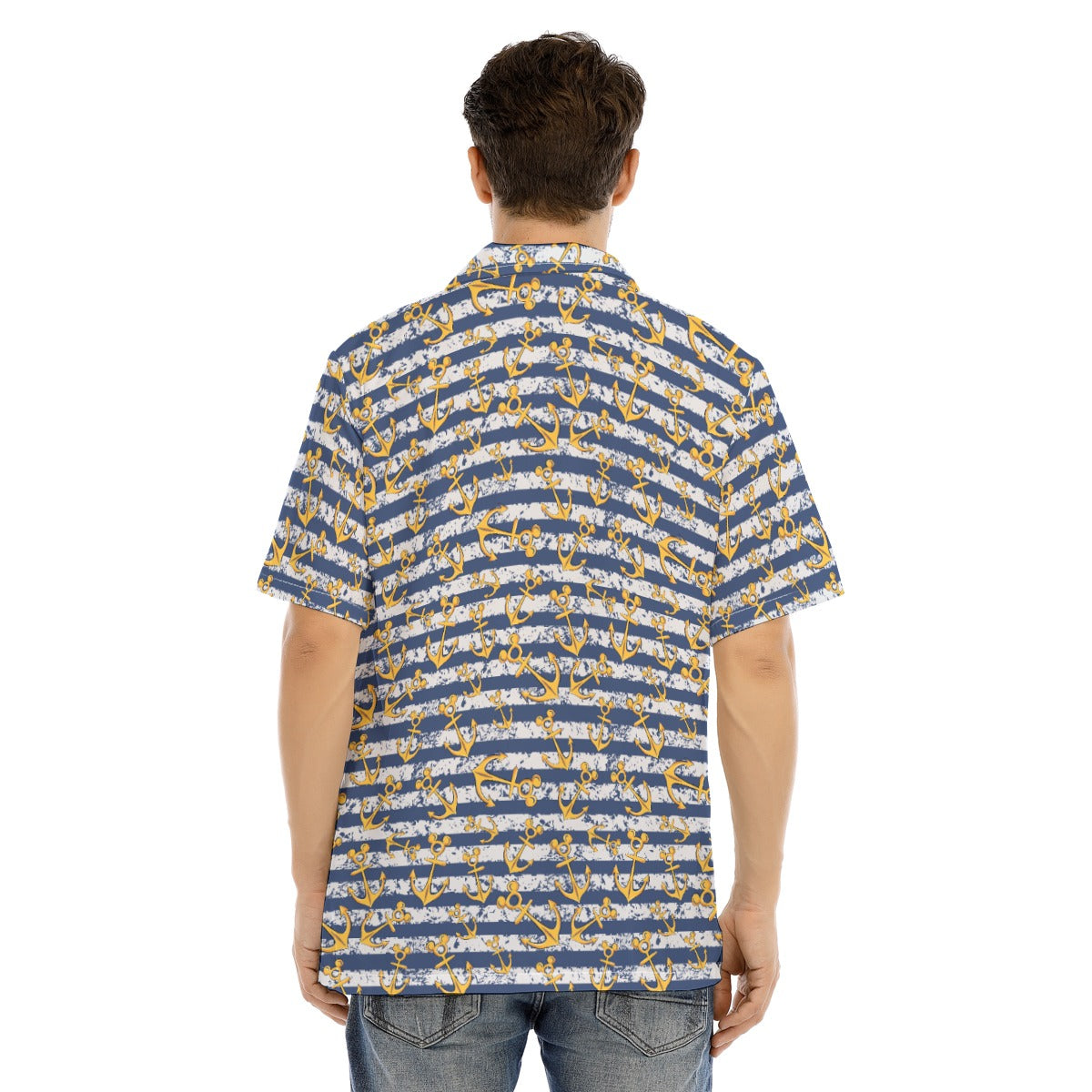 Nautical Mouse Ear Anchors - Men's Hawaiian Button Up Shirt