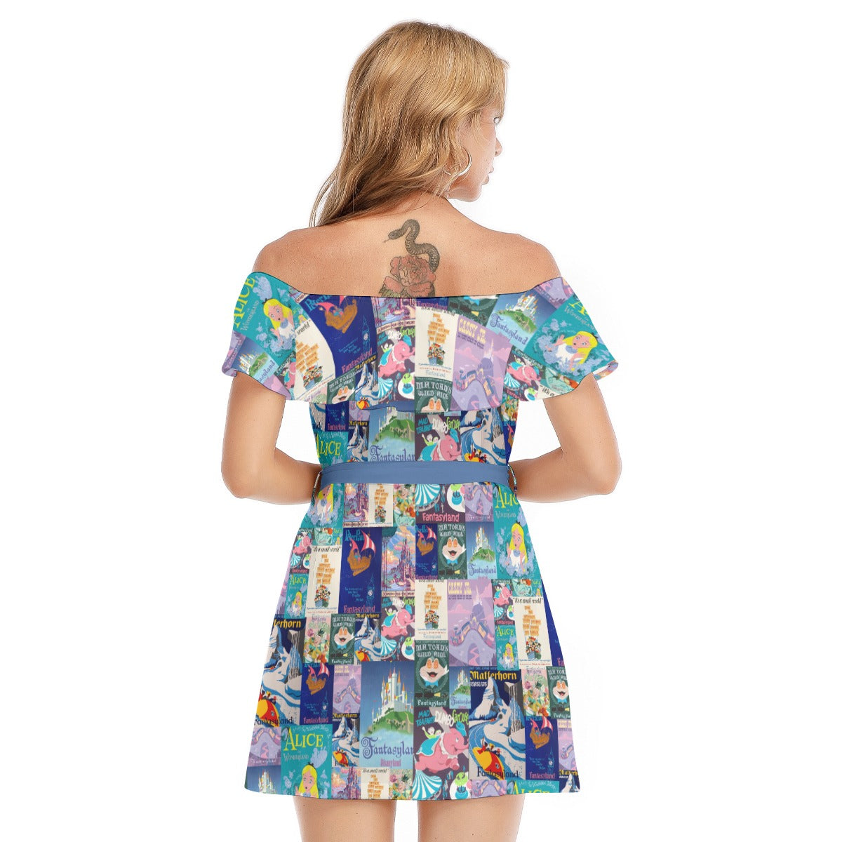 Vintage Fantasy Ride Posters - Women's Off-shoulder Ruffle Dress