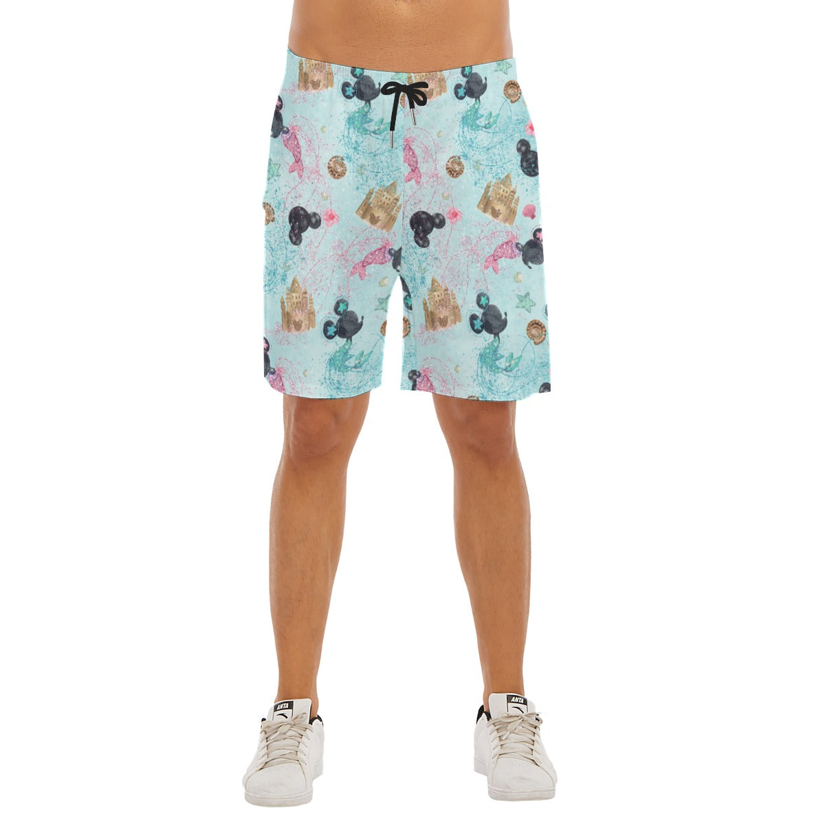 Watercolor Mermaid Mouse Ears - Men’s Pocket Beach Shorts