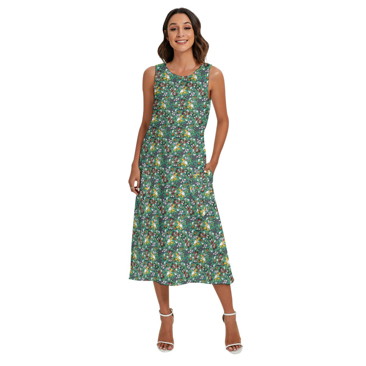 Beloved Couple as Spooky Pairp; Sally - Women’s Diagonal Pocket Midi Dress