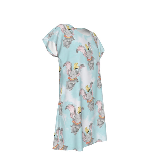 Sketch of Flying Elephant - Women's T-Shirt Dress