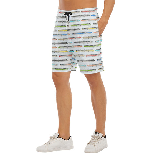 Monorail Rainbow Express - Men’s Pocket Beach Shorts