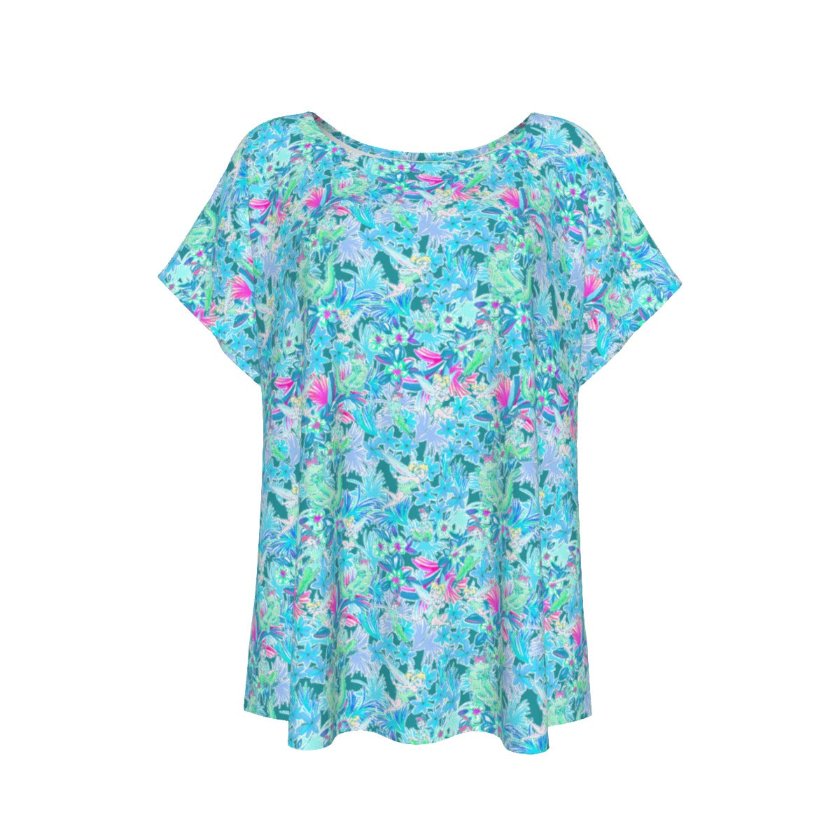 Bright Floral Flight - Neverland Adventure - Women’s Relaxed Fit Scoop Tee