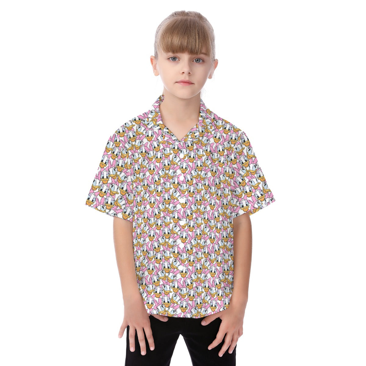 Many Faces of Sassy Duck - Kid's Hawaiian Button Up Shirt