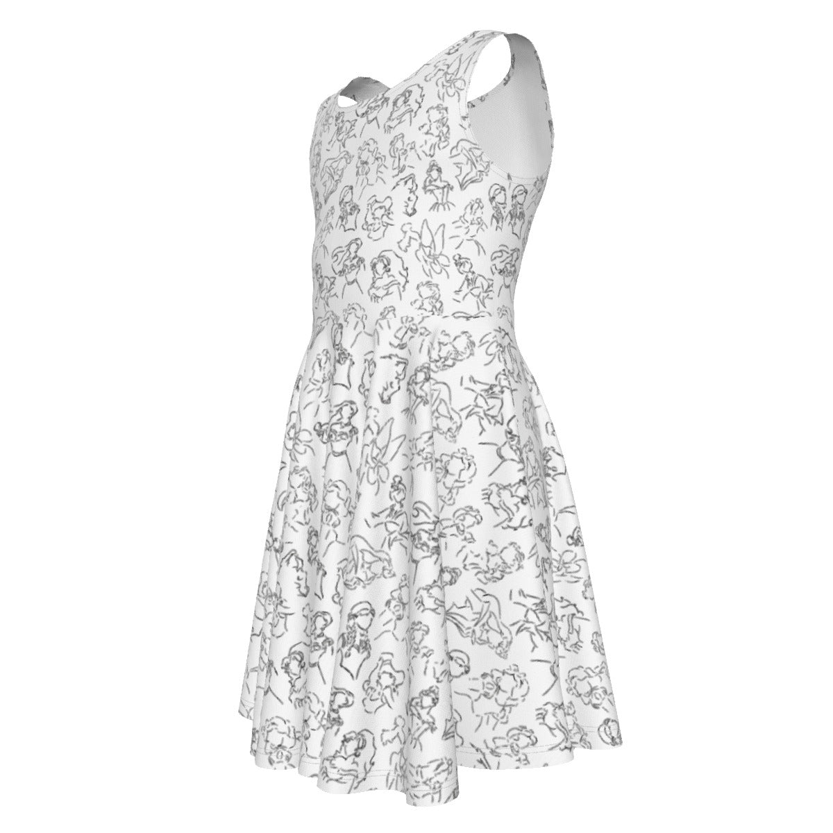 Monochrome Royal Silhouettes - Kid's Sleeveless Skater Dress