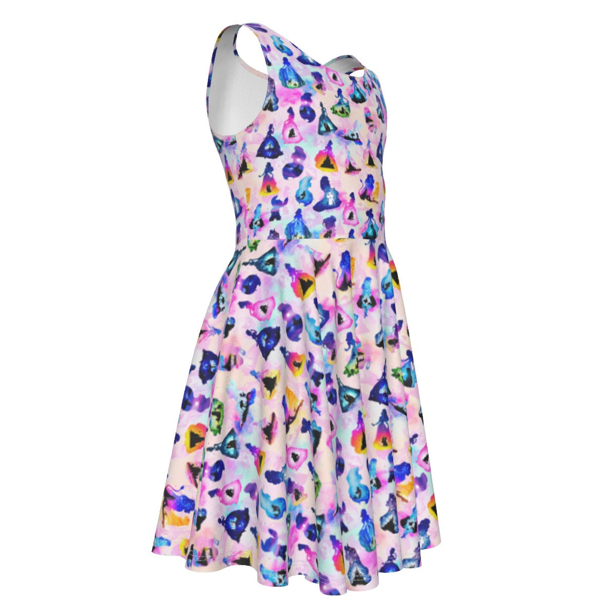 Princess And Classic Animation Silhouettes - Kid's Sleeveless Skater Dress