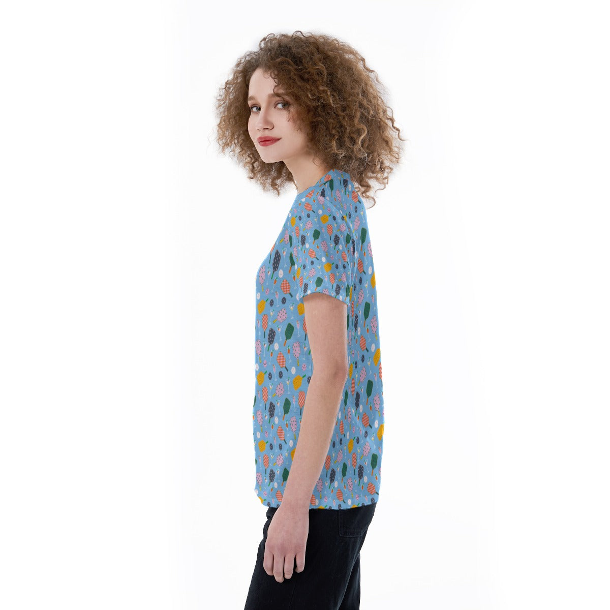 Pickleball and Cocktails - Women's Short Sleeve V-Neck T-Shirt