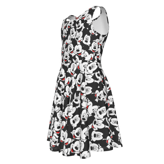 Many Faces of Classic Mouse - Kid's Sleeveless Skater Dress