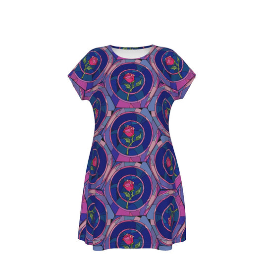 Enchanted Rose Stained Glass - Women's T-Shirt Dress