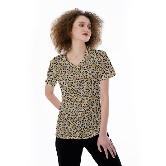 Mouse Ears Animal Print - Women's Short Sleeve V-Neck T-Shirt