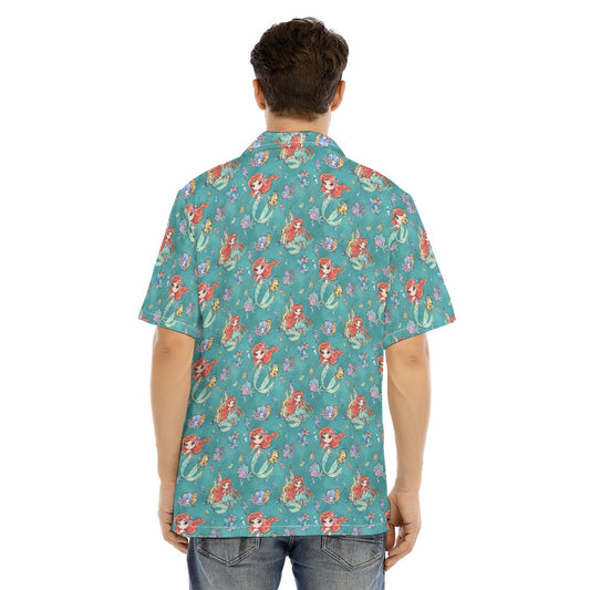 Whimsical Ocean Princess - Men's Hawaiian Button Up Shirt