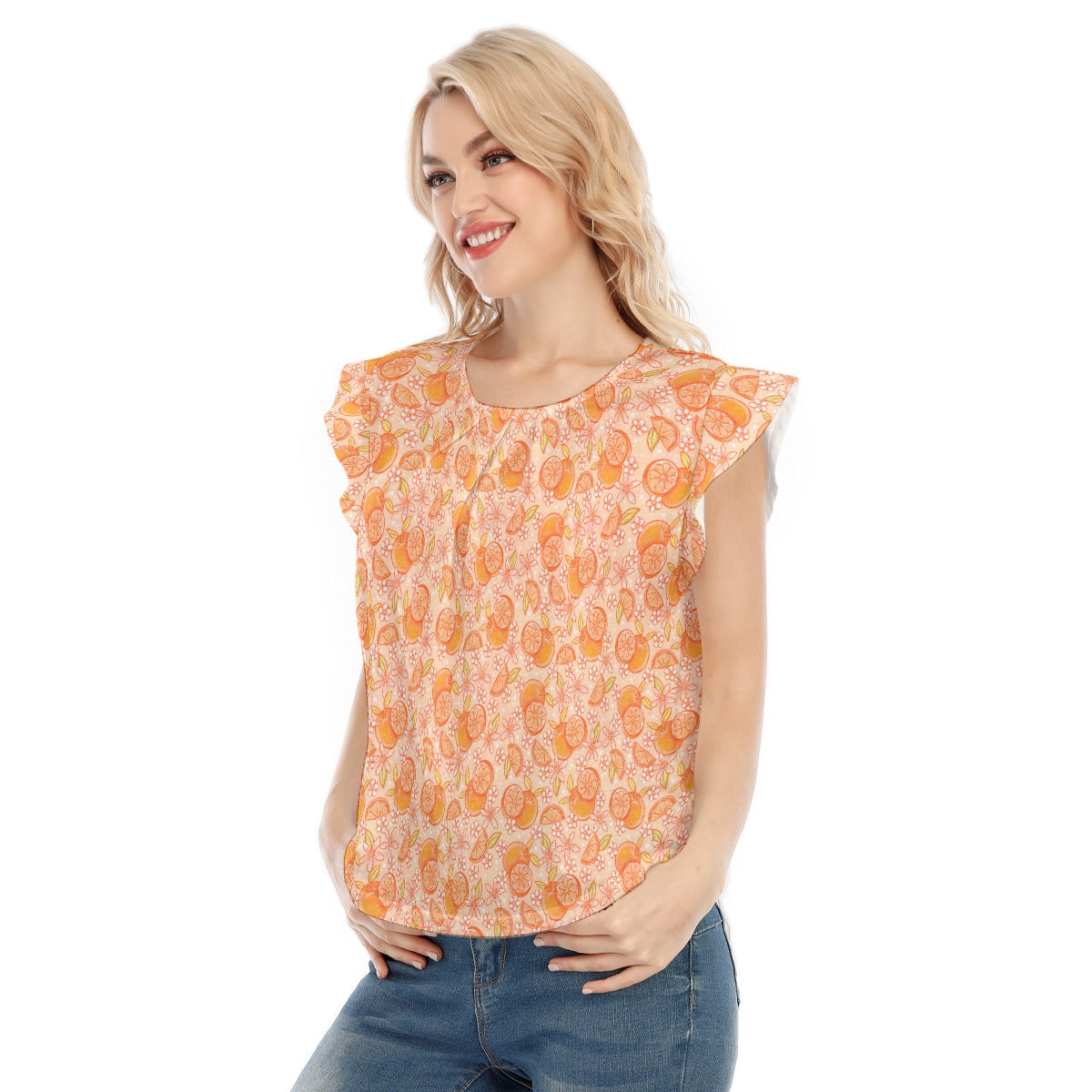 Summer Fruits - Oranges - Women’s Flutter Sleeve Top