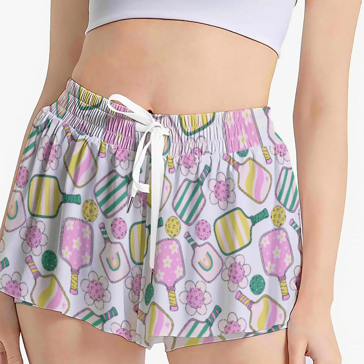 Pretty Pickleball Paddles - Women's Flowy Pocket Shorts