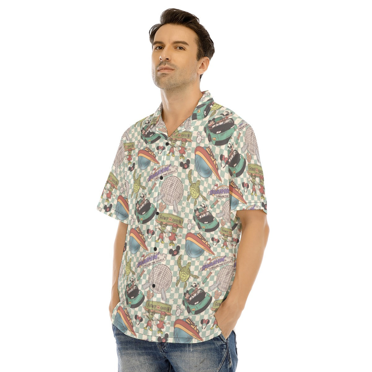 Hand Drawn EC - Men's Hawaiian Button Up Shirt