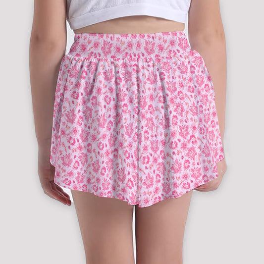 Pink Mushroom Moths - Girls’ Flowy Pocket Shorts