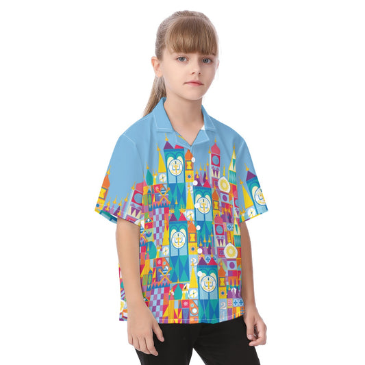 Whimsical World Facade - Kid's Hawaiian Button Up Shirt