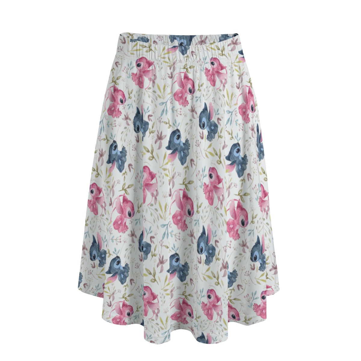 Blue Alien & Pink Friend Love - Women’s Pocket Midi Skirt