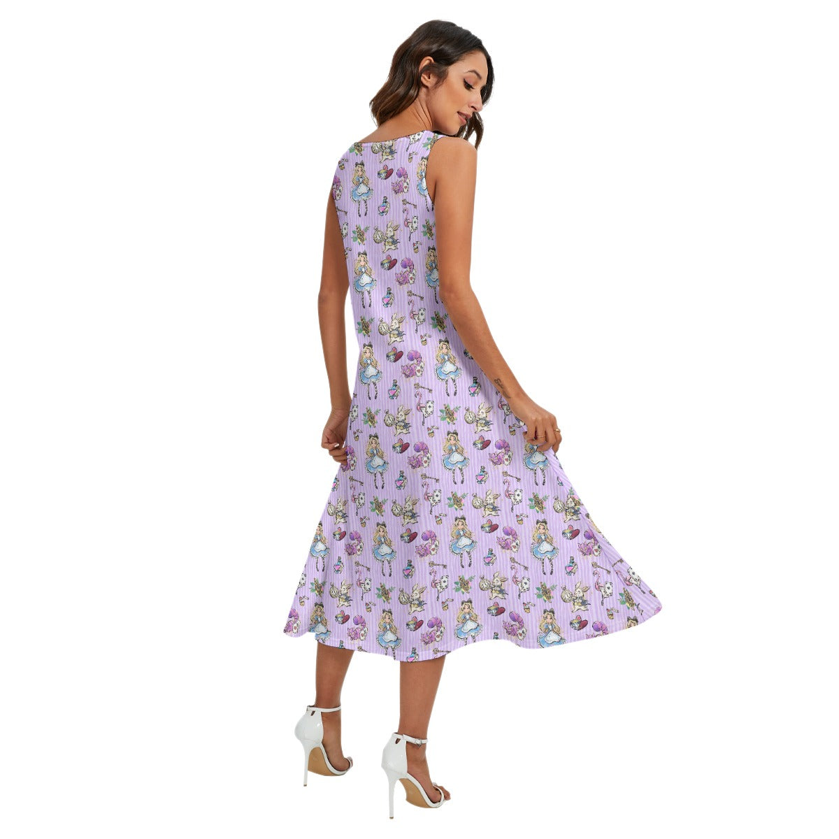 Whimsical Curious Adventure - Women’s Diagonal Pocket Midi Dress