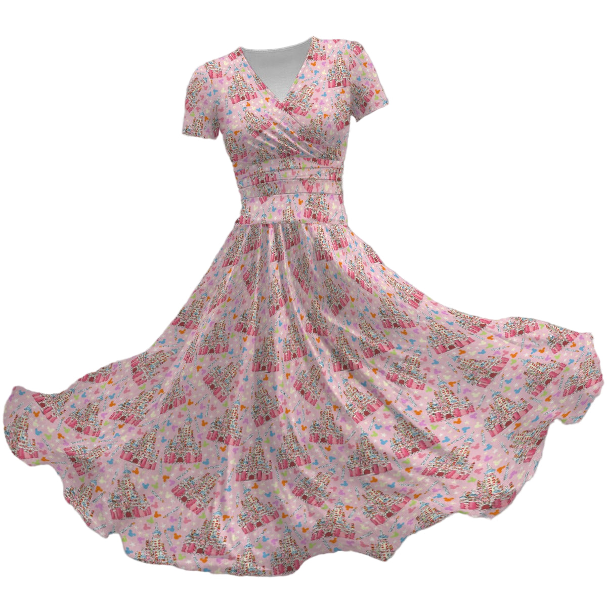 25th Birthday Cake Castle - Women's V-Neck Ruched Midi Dress