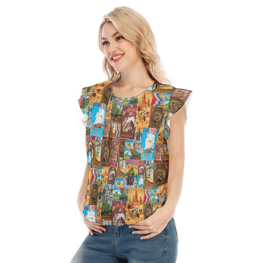 Vintage Frontier Ride Posters - Women’s Flutter Sleeve Top