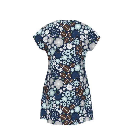 Blue Star Blooms - Women's T-Shirt Dress