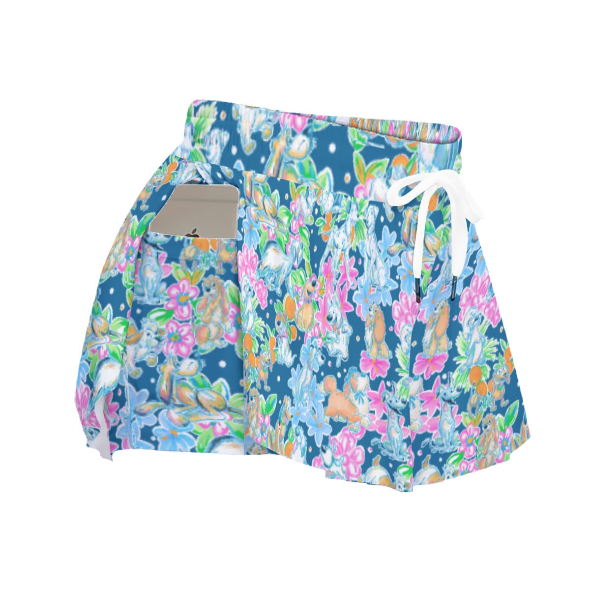 Tropical Paws & Petals - Beloved Dogs - Women's Flowy Pocket Shorts