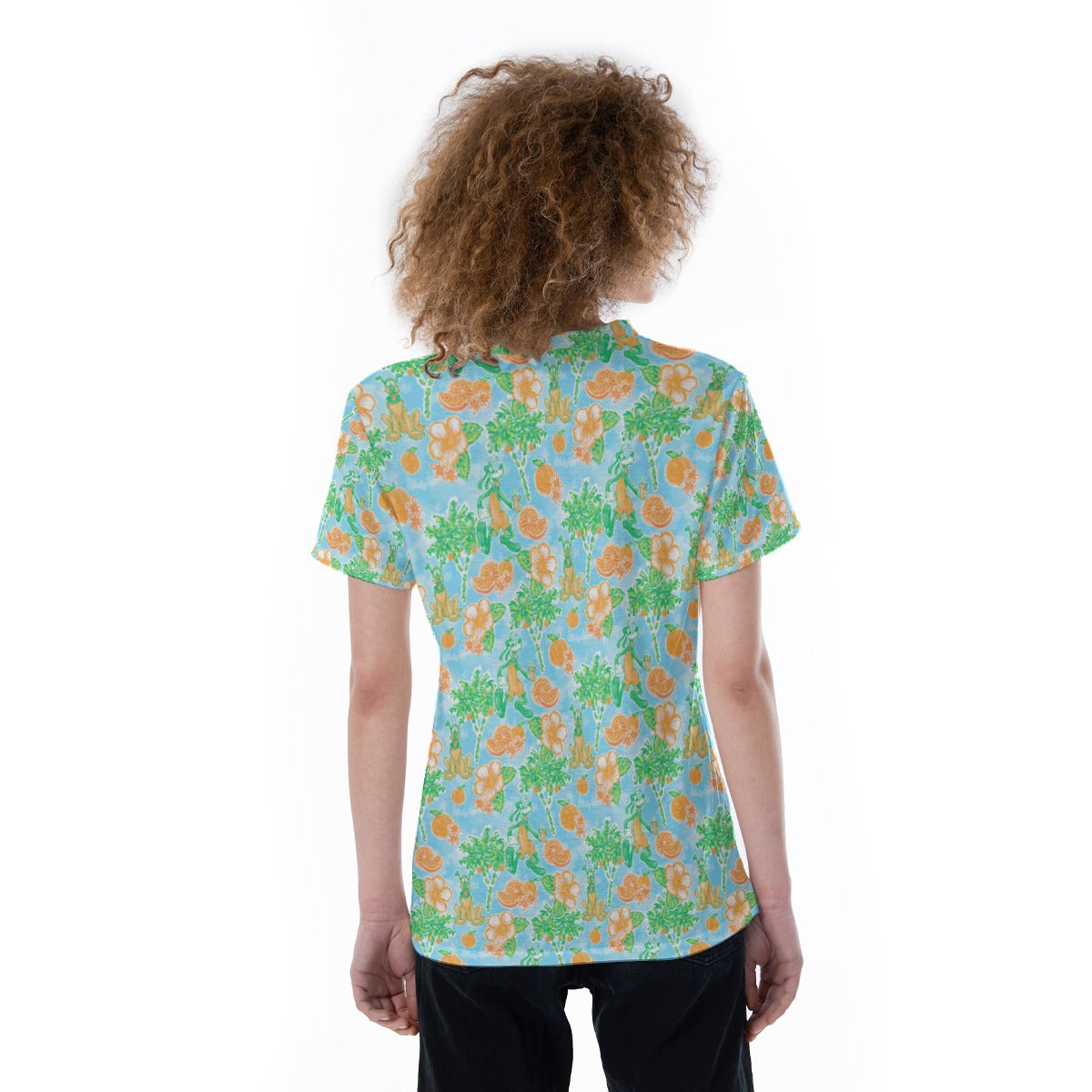 Neon Tangerine Island Pals - Women's Short Sleeve V-Neck T-Shirt
