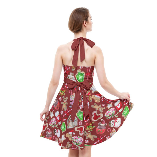 Christmas Snack Goals - Women's Halter Vintage Pocket Dress