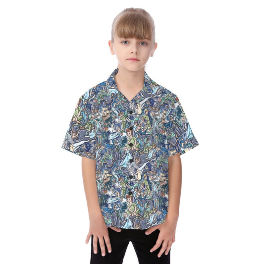 Magical Skybound Adventure - Kid's Hawaiian Button Up Shirt