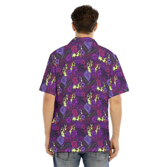 Fairytale Florals - Dark Enchantress - Men's Hawaiian Button Up Shirt
