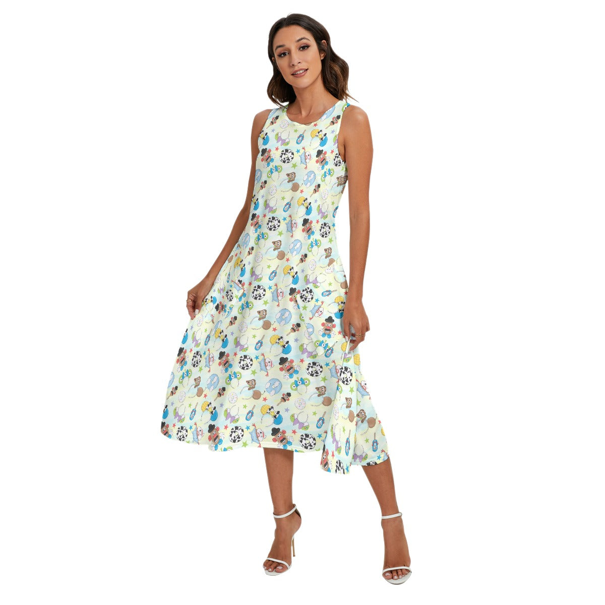 Playful Toy Style Icons - Women’s Diagonal Pocket Midi Dress