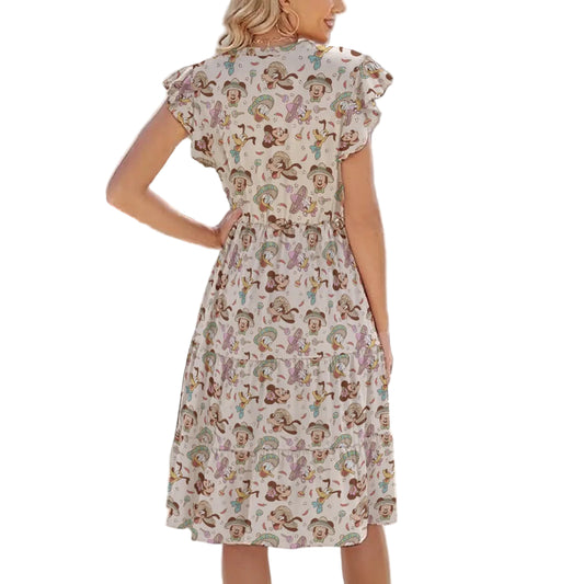 Fiesta Sombrero Pals - Women's Tiered Pocket Midi Dress