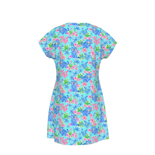Derpy Tiger Blooms - Women's T-Shirt Dress