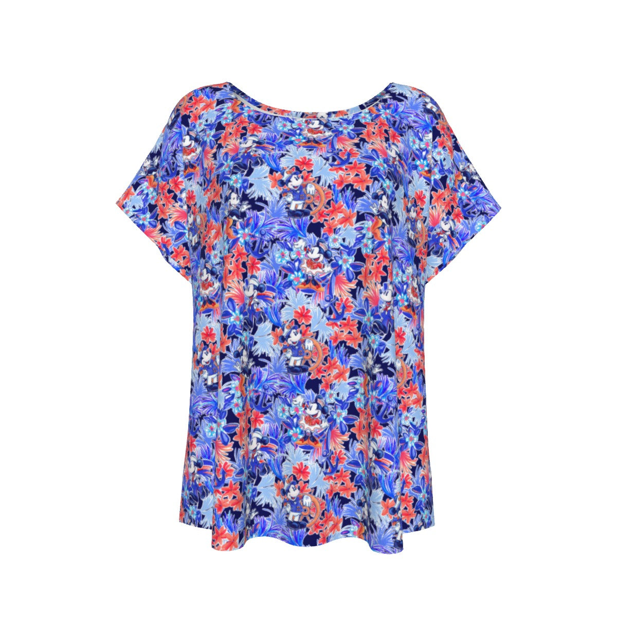 Navy Blooms Cruise - Women’s Relaxed Fit Scoop Tee