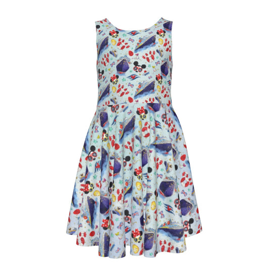 DCL Cruise Style Adventure - Kid's Sleeveless Skater Dress