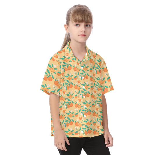 Hidden Citrus Delight - Kid's Hawaiian Button Up Shirt