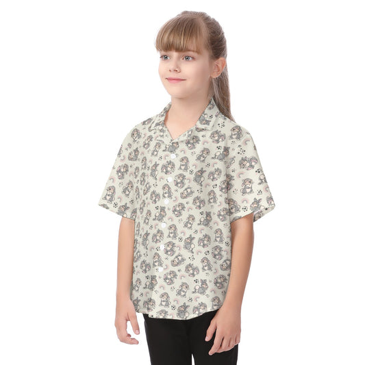 Bouncy Bunny Bliss - Kid's Hawaiian Button Up Shirt