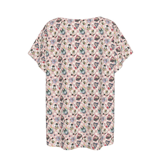 Pink Checkerboard Villains - Women’s Relaxed Fit Scoop Tee