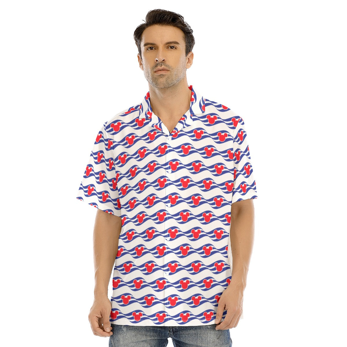 Nautical Cruise Logo Print - Men's Hawaiian Button Up Shirt